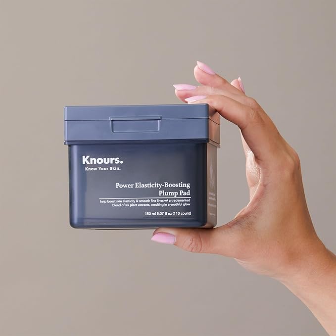 Knours Plump Pad | Natural Plant | Smooth Lines, Firming, Elasticity | Collagen Support | 2-in-1 Toner Pad + Face Mask | Holy Basil | Power Elasticity-Boosting | All Skin | 110 Count | 150ml/5.07oz
