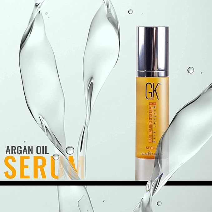 GK HAIR Global Keratin 100% Organic Argan Oil Frizz Control Serum (10ml) & (100ml) for Smoothing Nourishing Heat Protection – Enhance Shine & Restore Healthy Radiance