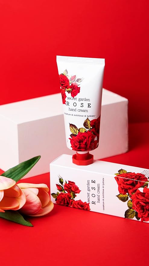 Secret Garden Rose Hand Cream - Korean Moisturizing Hand Lotion For Dry Hands Travel Size (Rose Scent, 3.38 Fl Oz)