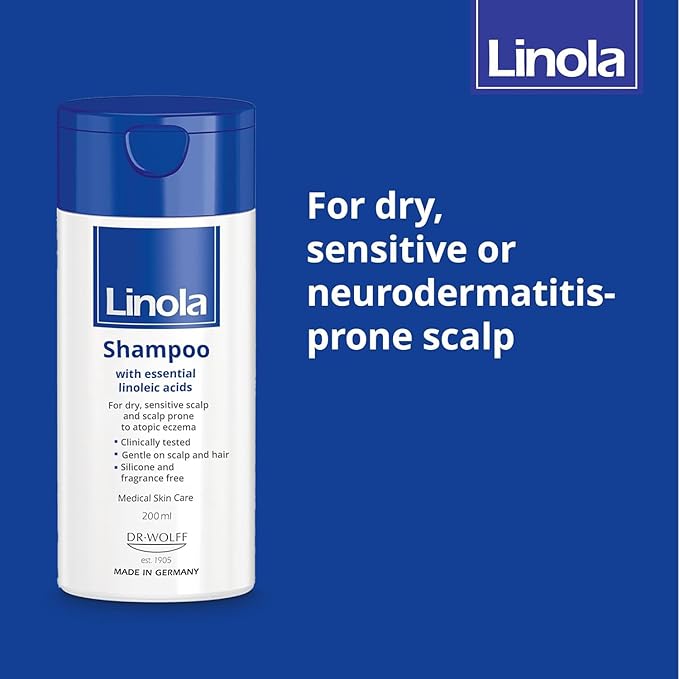 Shampoo - Shampoo for Scalps that are Dry, Sensitive or Prone to Neurodermatitis - with Essential Linoleic Acids - Silicone, Fragrance & Preservative Free - Made in Germany - 200 ml (6.8 Fl Oz)