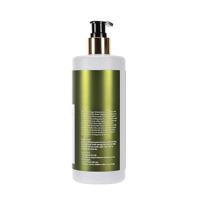 Neutriherbs Body Lotion for Women and Men, Argan Oil + Shea Butter Body Cream, Deep Moisture and Soothin Skin, Plump Bottle - 13.52 Fl Oz