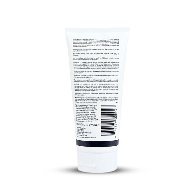 Nordic Care Foot Care Cream, 6 oz. | Foot Lotion for Cracked & Dry Skin | For Dry Feet, Cracked Heels & Callus Removal | Hypoallergenic & Lanolin-free | Essential Oils, Eucalyptus, Urea & Glycerin