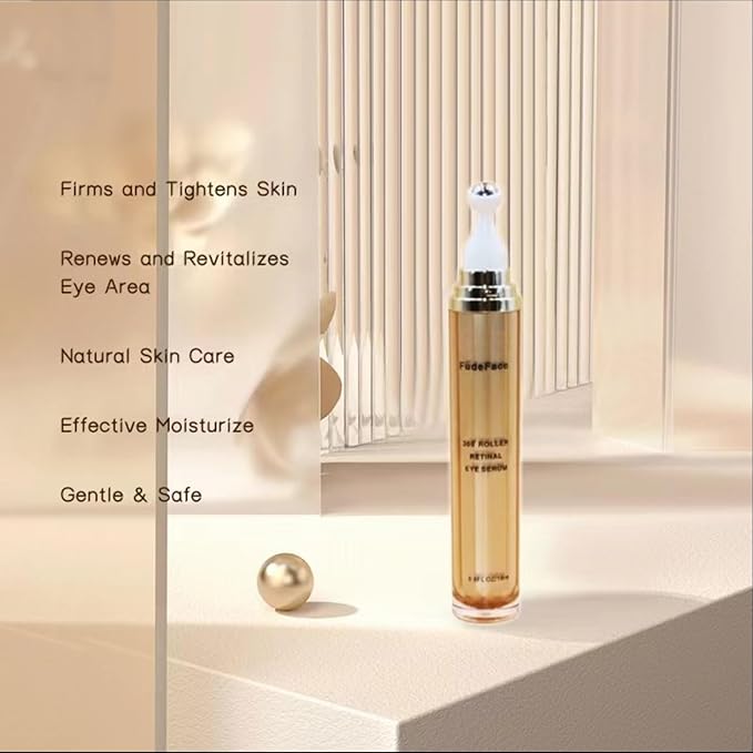 Retinol Eye Cream for Puffiness and Bags Under eyes Treatment Nicotinamide to Repair Fine Lines and Wrinkles Under the Eyes Dark Circles,360° Roller Massage Ball