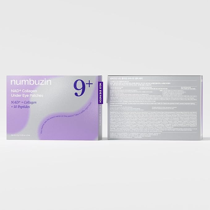 numbuzin No.9 Eye Patches | NAD+ Collagen Under Eye Patches | Dark Circles, Cooling, Puffy Eyes, Eyebags, Wrinkles | Peptides, Caffeine, Niacinamide | Self Care, Gift | 5 Pairs, 10 Patches