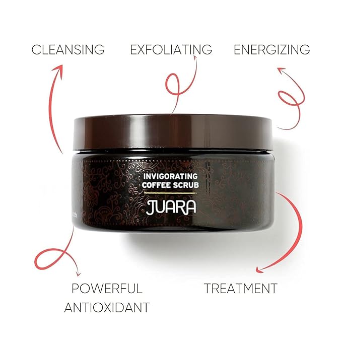 JUARA - Invigorating Coffee Scrub | Smooth Rough Skin | Body Exfoliator | Chocolate, Espresso Scent | Hydrating Polish | Rejuvenating Cleanse | Cruelty Free, Paraben, Sulfate Free, Vegetarian | 8 oz