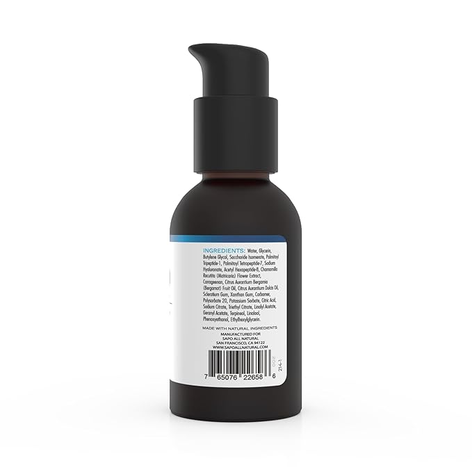 Eye Serum - Depuffing & Brightening Under Eyes Gel with Peptides, Hyaluronic Acid, Bergamot, Chamomile & Citrus Oil - Smooth Texture & Fine Line Reducer for Dark Puffy Circles - 1 oz