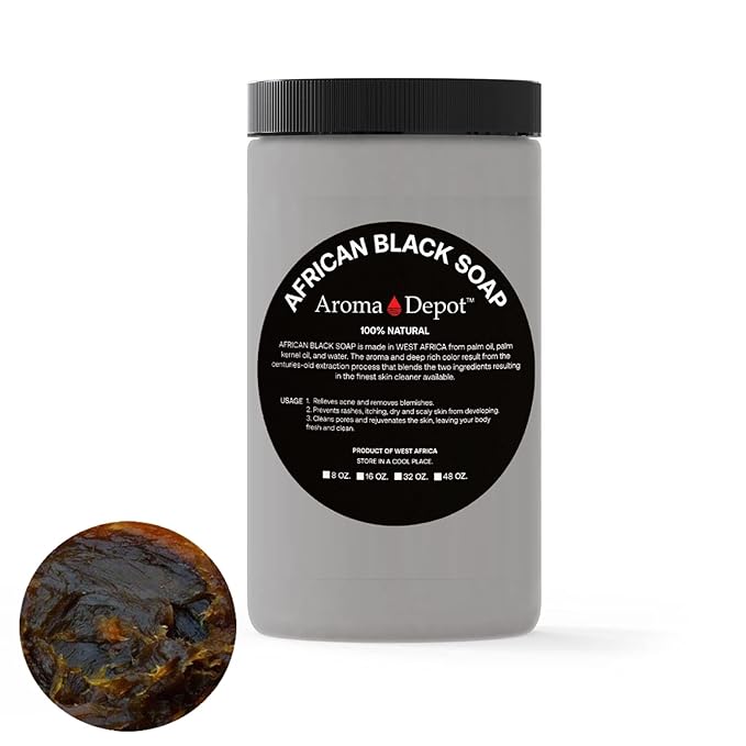 Raw African Black Soap & Shea Butter Yellow 2 lbs. COMBO PACK Cleanser and Moisturizer Set 100% Raw-Pure Unrefined I For all skin types I For Hair, Body and Face I Imported from Ghana I