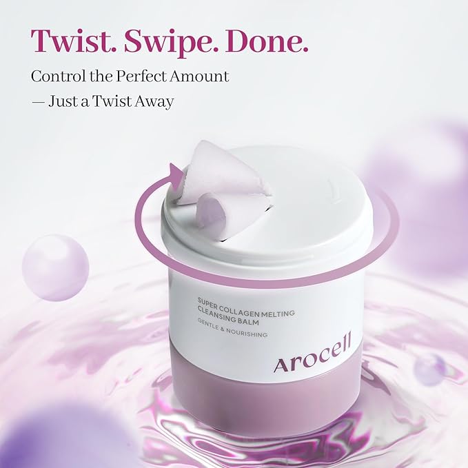 AROCELL Super Collagen Melting Balm 3.53oz – Korean Makeup Remover Balm for Blackhead Care, Deep Pore Care with Peptides & Collagen Hydration, Nourishing Daily Face Wash Skincare