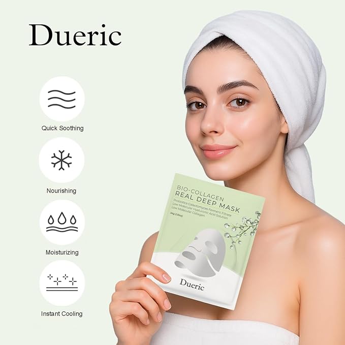 4 Pack Real Deep Bio-Collagen Face Mask Hydrating Overnight Hydrogel Wrinkle Reduction Pore Minimizing, Elasticity Improvement Korean Skin Care Overnight 34g x4ea