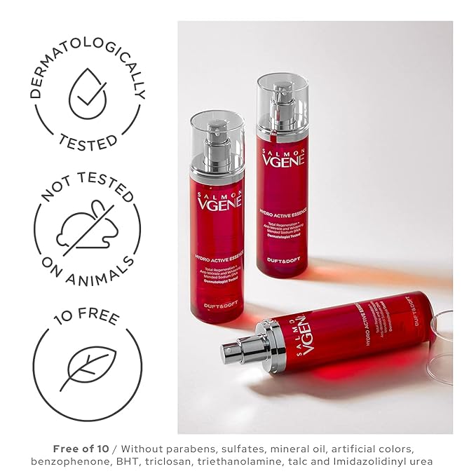 DUFT & DOFT Vgene Hydro Lifting Booster Radiant Essence - Anti Aging, Hydrating, Brightening with Hyaluronic Acid and Collagen 3.5 Fl Oz