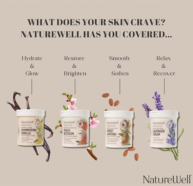 NATURE WELL Shimmering Vanilla Hydrate & Glow Moisturizing Cream For Face & Body, Intensely Nourishing & Softening, Delivers A Sparkling Radiance & Illuminating Hydration, Pack of 2 (16 Oz Each)