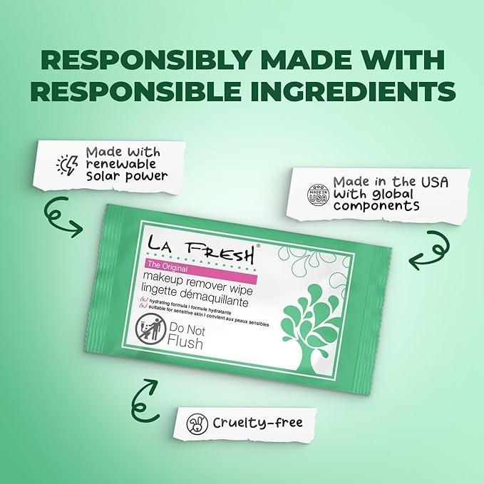 LA Fresh Makeup Remover Wipes with Vitamin E - Make up Remover Wipes for Face, Eyes, Lips - Face Wipes Travel Essentials - Case of 50ct Makeup Wipes