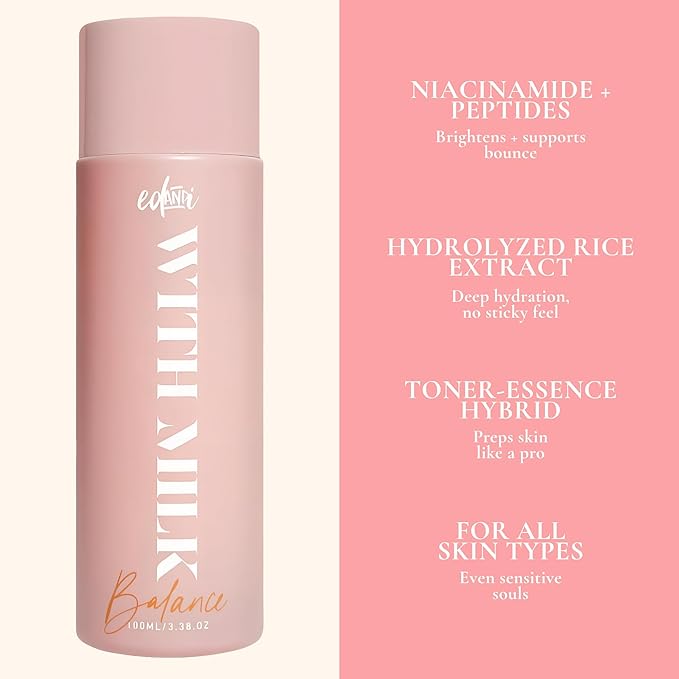 ed&i Toner for Face with Milk Active Essence – Hydrating Milky Facial Toner for Women, Lightweight Skincare for Delicate Skin – Gentle, Nourishing Milk Formula – 3.4 fl oz