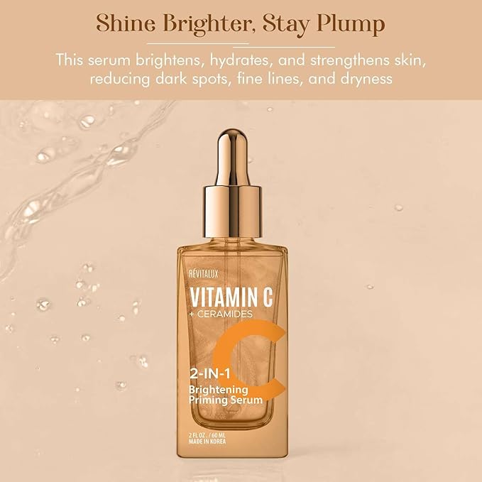 Vitamin C & Ceramides 2-in-1 Serum - & Priming, Anti-Aging, Skin Repair, Hydrates & Firms - Dermatologist Tested, Cruelty-Free Korean Skin Care for All Skin Types - 2 fl. oz