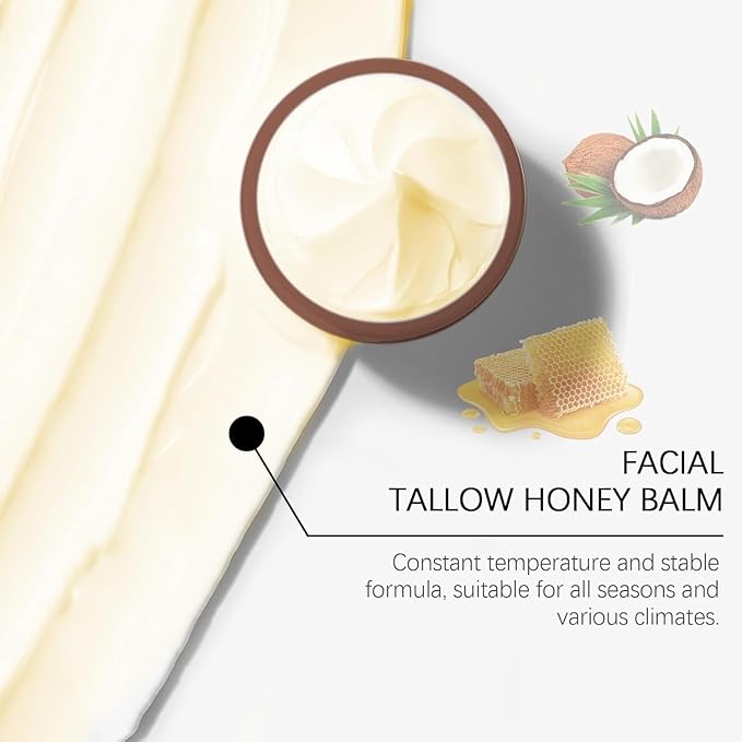 Beef Tallow for Skin,Tallow and Honey Balm,Tallow Face Moisturizer Beef Tallow for Face,Grass Fed Grass Finished Organic Faces Cream,Moisturizer,Body Lotion,Skin Care,Body Cream(1PC)