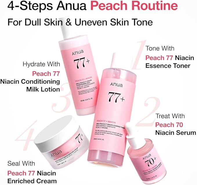 Anua Peach 77 Niacin Essence Toner 250ml / Brightening Toner for Face, Niacinamide, Panthenol, Ceramides, Facial Toner for Glass Skin, Korean Skin Care (8.45 fl.oz.)