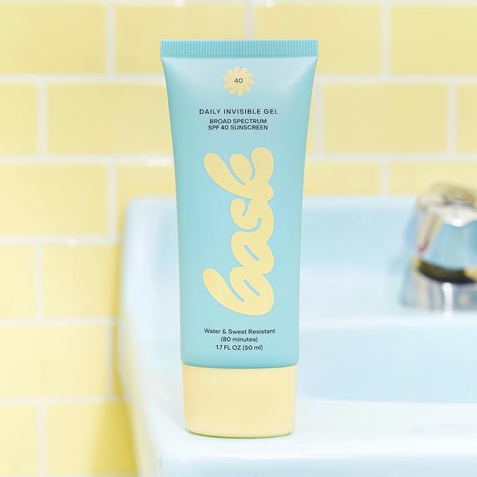 Bask Suncare SPF 40 Daily Invisible Gel Face Sunscreen - Broad Spectrum Protection, Fragrance Free, Makeup Primer, Hydrating, Lightweight & Fast Absorbing, Dermatologist Recommended, 1.7 fl oz