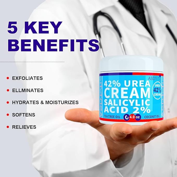 Urea Cream 42% - Premium Urea Foot Cream - With 2% Salicylic Acid, Tea Tree Oil, Shea Butter, Aloe Vera - For Feet, Hands, Heels, Elbows, Knees and More - 8 oz