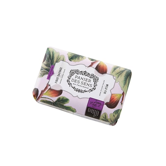 Panier des Sens Wild Fig Shea butter natural bar soap, bath & body soap bars - Made in France 95% natural - 2 bars, 7oz/200g each