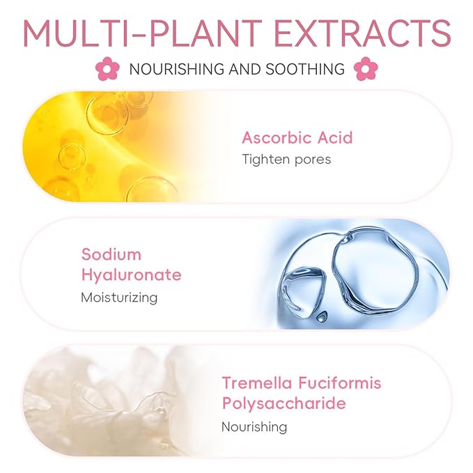 Skincare Set Sakura Teen Girls Gifts - Skin Care Set - Skincare for Teens 10-12 Hydrating - Travel Size Facial Kit for Women with Cleanser,Serum,Cream,Bunny Headband,Cleansing Brush(5pcs)