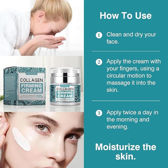 Collagen Cream for Face with Stem Cells Retinol Hyaluronic Acid Niacinamide for All Skin Types, Anti Wrinkle Cream for Women and Men, Skin Tightening & Firming and Neck, Hydrating Face Cream
