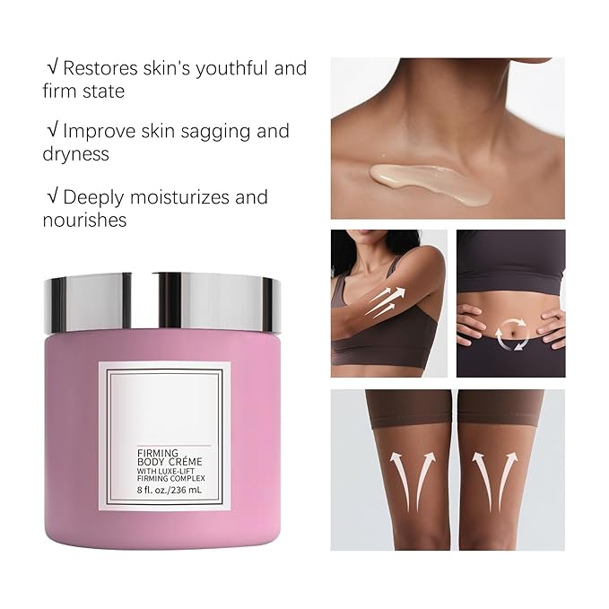 New Champagne Moisturizing Firming Body Creme for Hydrating, Skin Moisturizer Tightens, Hydrates Dry Skin on Arms, Legs, Belly & Neck - Day and Night - 1 Pack (Aloe Vera, 8 Fl Oz/236 ML)