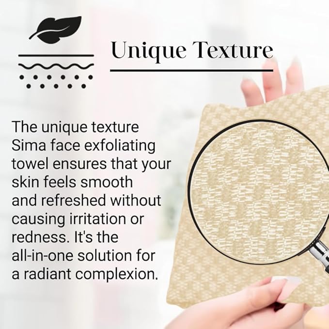 Exfoliating Washcloth Face & Body Scrub Towel - Japanese Exfoliating Towel with Hexagon Fibers, Body Scrubber with 2 Sides for Scrubbing & Washing (Nude, 27cm x 35cm)