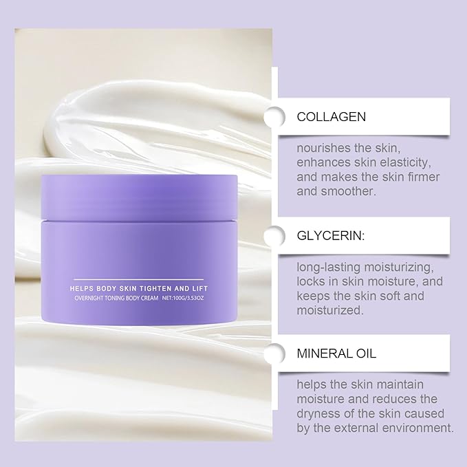 Overnight Toning Whip – Firming Body Cream for Skin Tightening and Anti-Wrinkle Action, Works While You Sleep, Reduces Loose Skin and Improves Firmness