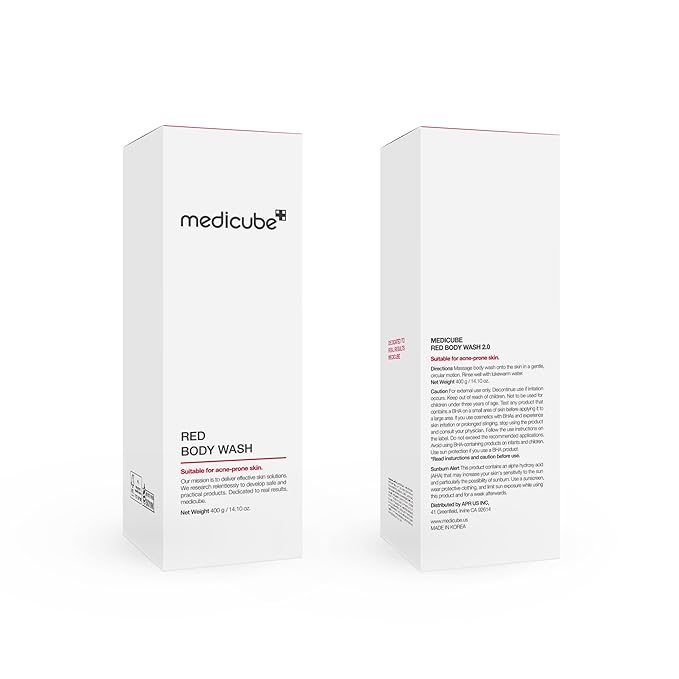Medicube Red Acne Body Wash 14.10 Fl.oz I Low pH and Hydrating Cleanser with Salicylic Acid, Lactic Acid, Niacinamide and Hyaluronic Acid Suitable for Bacne Treatment | Korean Skin Care