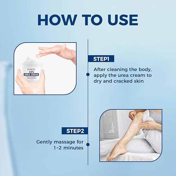 OUKEYA Urea Cream,NEW FORMULA Urea Cream 40 percent for Feet Maximum Strength,Dry Cracked Treatment Lotion for Knees & Elbows,Foot Dead Skin Cuticle Callus Remover Toenail Softener,5.29 oz(2 Packs