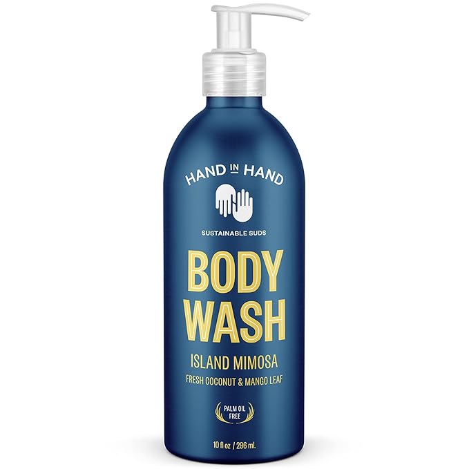Hand in Hand Body Wash, Gentle Cleanser For All Skin Types, 10 Fl Oz, Fresh Coconut & Mango Leaf, Island Mimosa Scent, 2 Pack
