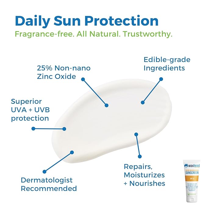 Waxhead Kids Sunscreen SPF 32, Zinc Oxide Mineral Sunblock for Face & Body, Baby & Toddler Safe, Pediatrician Recommended, Reef Safe, Non-Greasy, Tear-Free, Biodegradable, EWG 1 Rated (4oz)