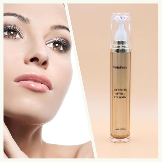 Retinol Eye Cream for Puffiness and Bags Under eyes Treatment Nicotinamide to Repair Fine Lines and Wrinkles Under the Eyes Dark Circles,360° Roller Massage Ball
