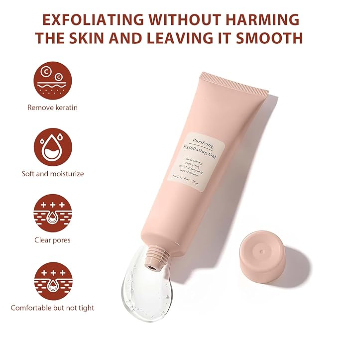 Purifying Exfoliating Gel, Facial Exfoliator Cleanser, Natural Exfoliating Gel Purifying Cream, Deep Cleansing Face and Body Exfoliator Scrub for All Skin (2 Pcs)