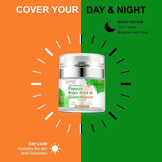 Papaya Cream, Anti-aging Hydrating Natural Formula with Glutathione for Nourishing Dry Skin, Day & Night Face Moisturizer 50ML