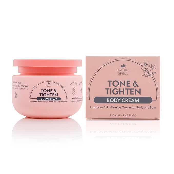 Nature Spell Firming & Toning Body Cream, with Hyaluronic Acid, Plant Collagen & Ginseng, Tightening Moisturizer for Skin Elasticity, For All Skin Types, Vegan, 8.45 fl oz