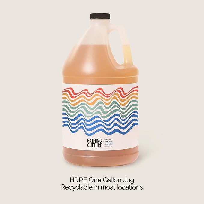 Bathing Culture, Organic Mind + Body Wash, Natural, Biodegradable, Sustainable, Vegan Personal Care, All Natural Organic Body Wash for Women and Men, 1 Gallon, Break Water Scent