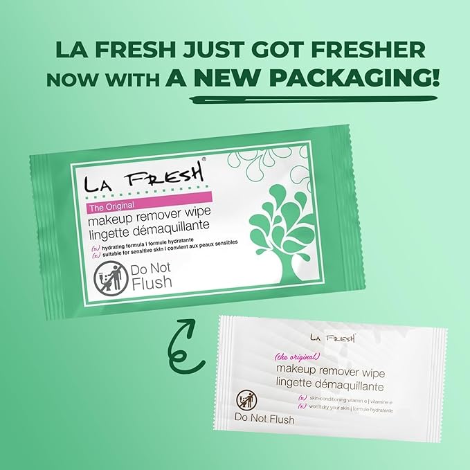 LA Fresh Makeup Remover Wipes with Vitamin E - Make up Remover Wipes for Face, Eyes, Lips - Face Wipes Travel Essentials - Case of 50ct Makeup Wipes