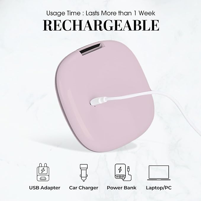 LED Compact Mirror – 1x & 10x Magnification | Travel Makeup Mirror with Adjustable Lighting | Handheld & Pocket-Sized Portable Mirror with Protective Pouch (Pink)