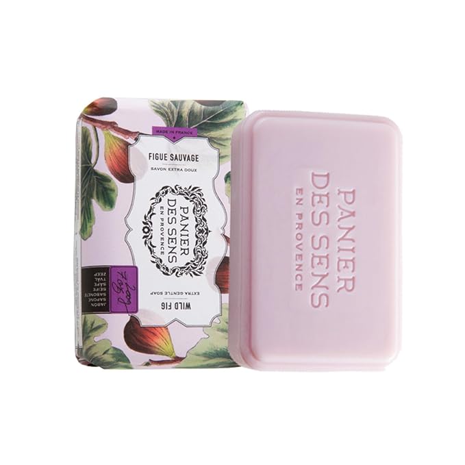 Panier des Sens Wild Fig Shea butter natural bar soap, bath & body soap bars - Made in France 95% natural - 2 bars, 7oz/200g each