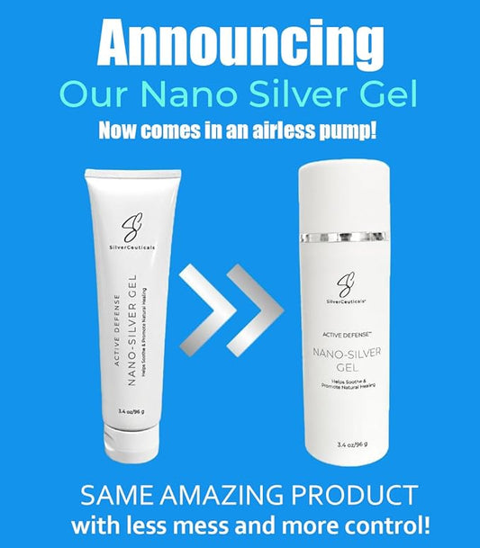 Cosmetic Gel with Nano Colloidal Silver - Promotes Natural Healing - Repair Cuts Scrapes Blemishes - Soothe & Hydrate - Skin Firming - Non-Greasy Water-Based Formula - No Harsh Chemicals - 3.4oz