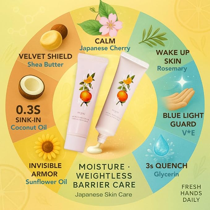Shea Butter Hand Cream for Dry Cracked Hands | Japanese Skin Care Hand Lotion with Shea Butter, Coconut Oil | Hand Cream for Women | Travel Essentials | Travel Size 50g/1.7fl. oz