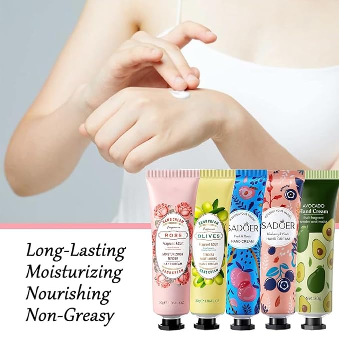10 Pack Hand Cream Gift Set,Gentle Hand Cream Lotion with Natural Plant Flower Fruit Flavour for Dry Hands,Natural Plant Fragrance Mini Hand Lotion Travel Size