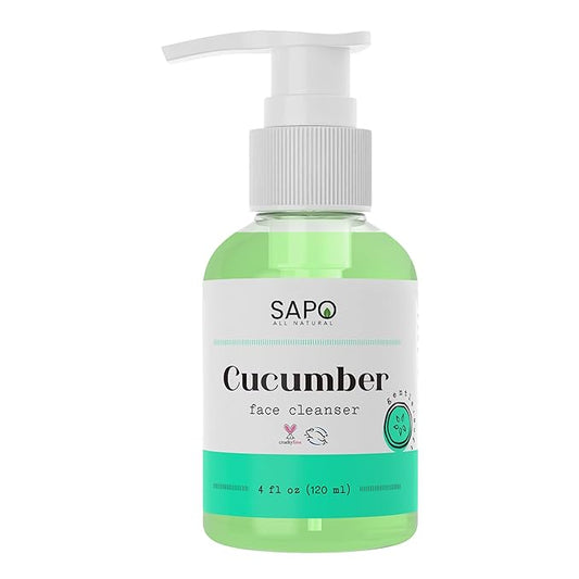 Cucumber Face Cleanser - Daily Gentle Gel Wash with Aloe, Coconut Oil, Neem & Vitamin C - Soothing, Brightening, Hydrating & Vegan for Dry, Sensitive, Oily or Acne Prone Skin - 4 oz