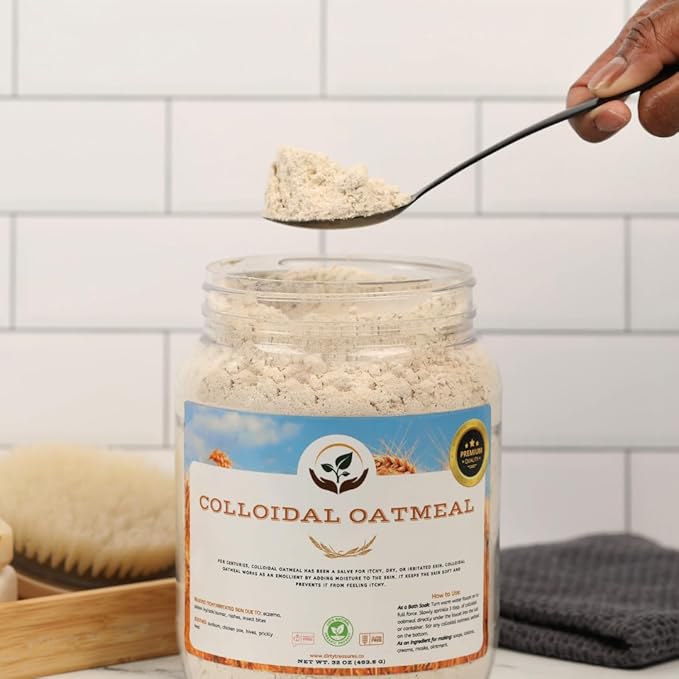 Dirty Treasures Colloidal Oatmeal Bath | Eczema & Itchy Skin Relief | Baby-Safe, 100% Natural, Fragrance-Free | 2 lb (32oz)