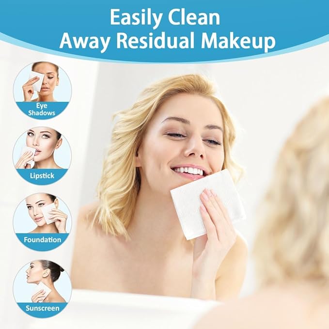 HOMEXCEL Face Towels 100 Count (2 Box), Disposable Makeup Remover Wipes, Super Soft Biodegradable Dry Facial Hand Clean Facial Towels Wash Cloth