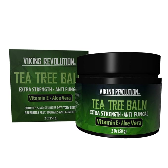 Viking Revolution Tea Tree Oil Cream - Super Balm Athletes Foot Cream - for Eczema, Jock Itch, Ringworm, Nail Treatment - Soothing Skin Moisturizer for Itchy, Scaly, Cracked Skin, 2 Ounce (Pack of 1)