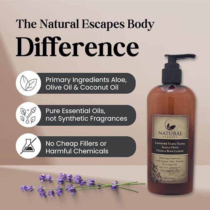 Lavender Body Lotion for Dry Sensitive Skin, Eczema Relief Moisturizer with Aloe Vera, Olive Oil, Ceramides, Vitamin B5 and E, Hand and Body Cream for Women and Men, 8oz