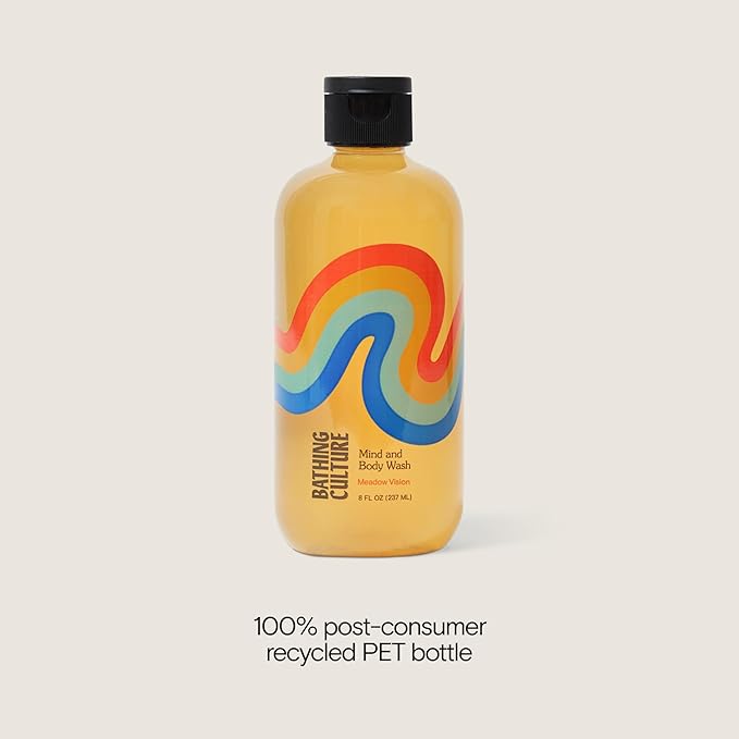 Bathing Culture - Organic Mind + Body Wash (Meadow Vision) | Natural, Biodegradable, Sustainable, Vegan Personal Care (PCR Plastic Bottle, 8 fl oz | 237 ml)