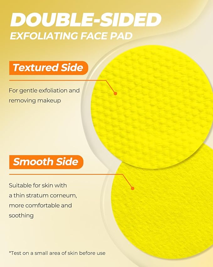 Turmeric and Kojic Acid Cleansing Face Pads – Turmeric Exfoliating Face Scrub Pads, 50 Pcs, for Mild Cleansing Exfoliation Oil Control, Suitable for All Skin Types